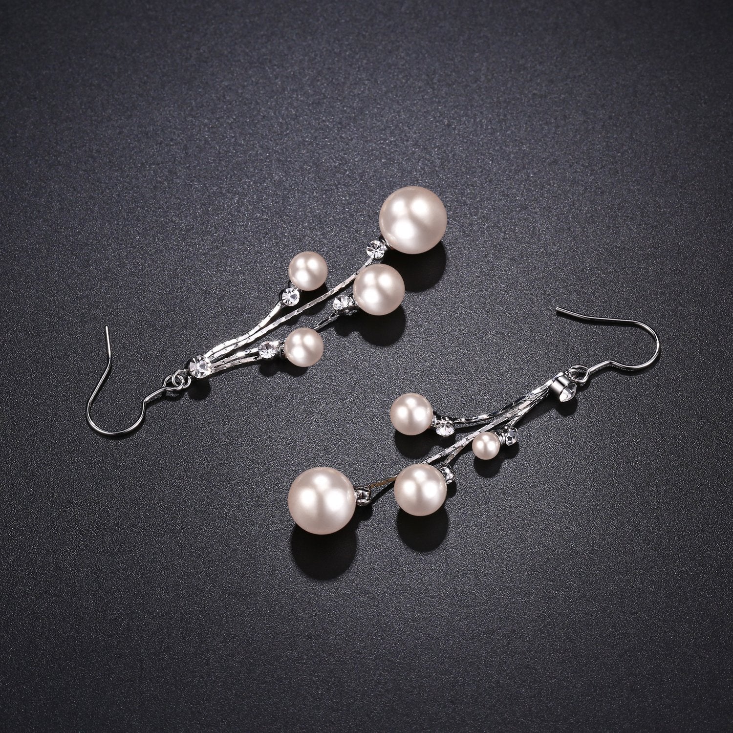 Rhinestone Pearl Drop Earrings -KPE0346 - KHAISTA Fashion Jewellery