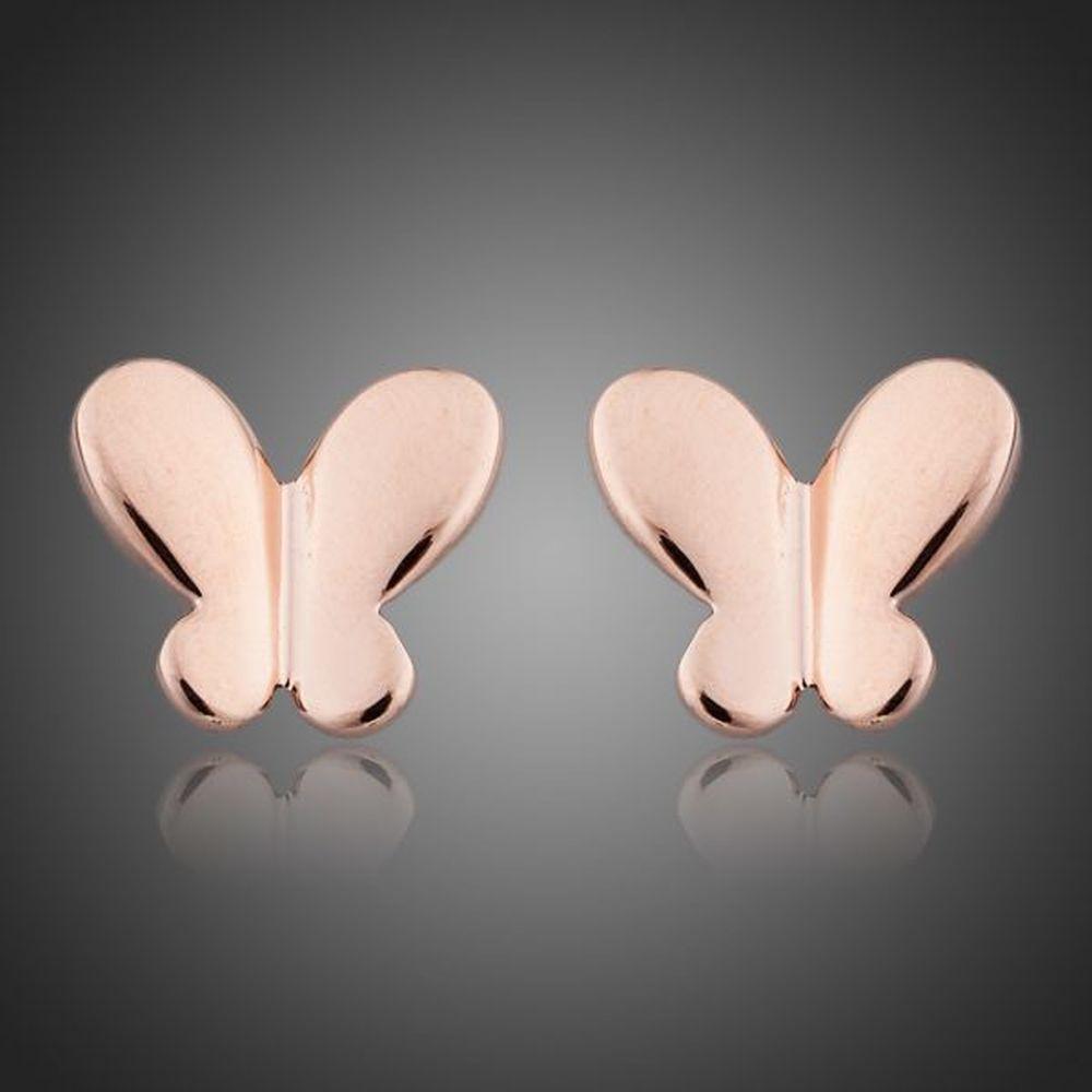 Rose Gold Butterfly Earrings -KPE0094 - KHAISTA Fashion Jewellery