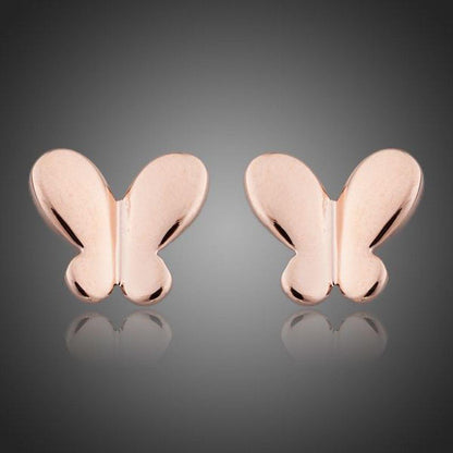 Rose Gold Butterfly Earrings -KPE0094 - KHAISTA Fashion Jewellery