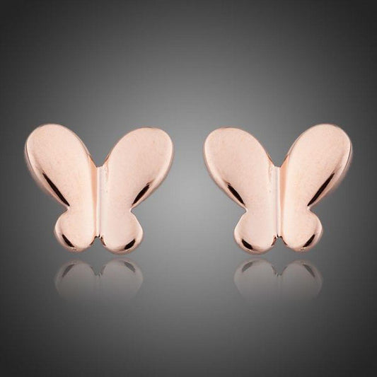 Rose Gold Butterfly Earrings -KPE0094 - KHAISTA Fashion Jewellery