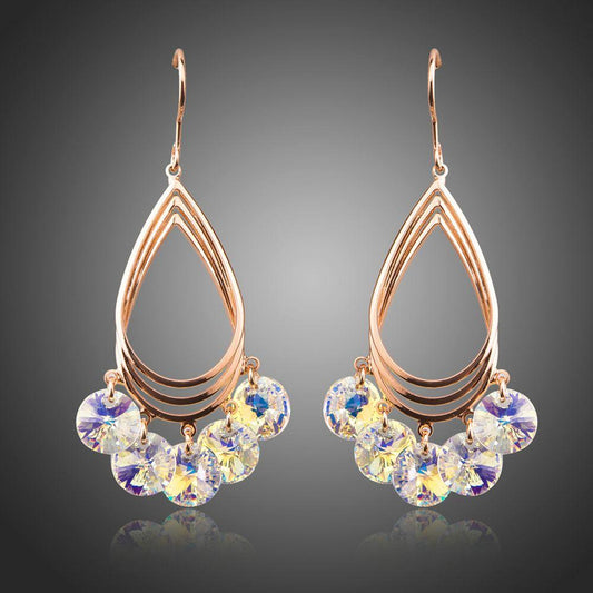 Rose Gold Dangle Earrings -KPE0307 - KHAISTA Fashion Jewellery