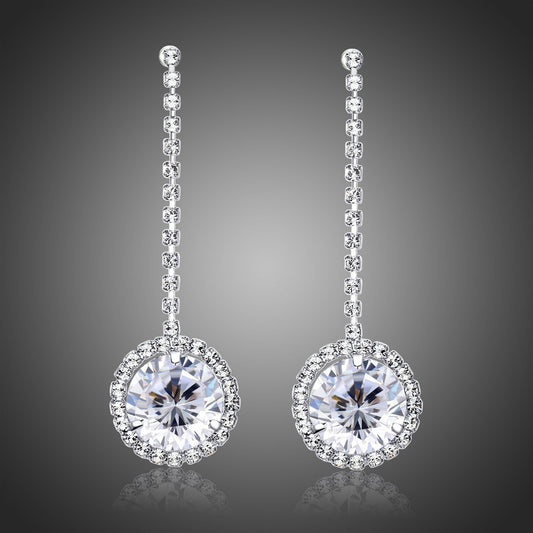 Round AAA Cubic Zirconia Drop Earrings -KPE0338 - KHAISTA Fashion Jewellery