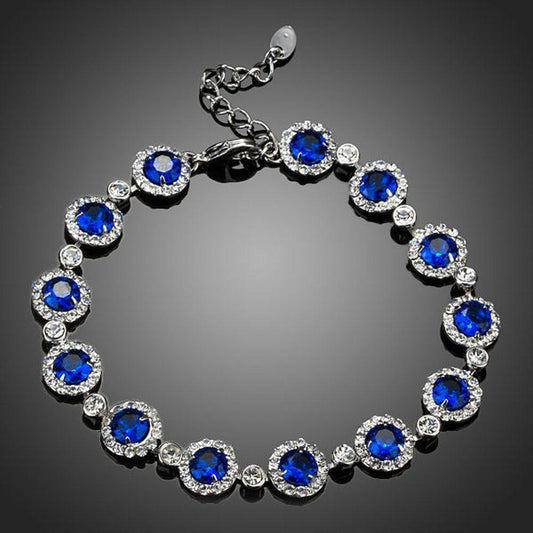 Round Blue CZ Stone Bracelet - KHAISTA Fashion Jewellery