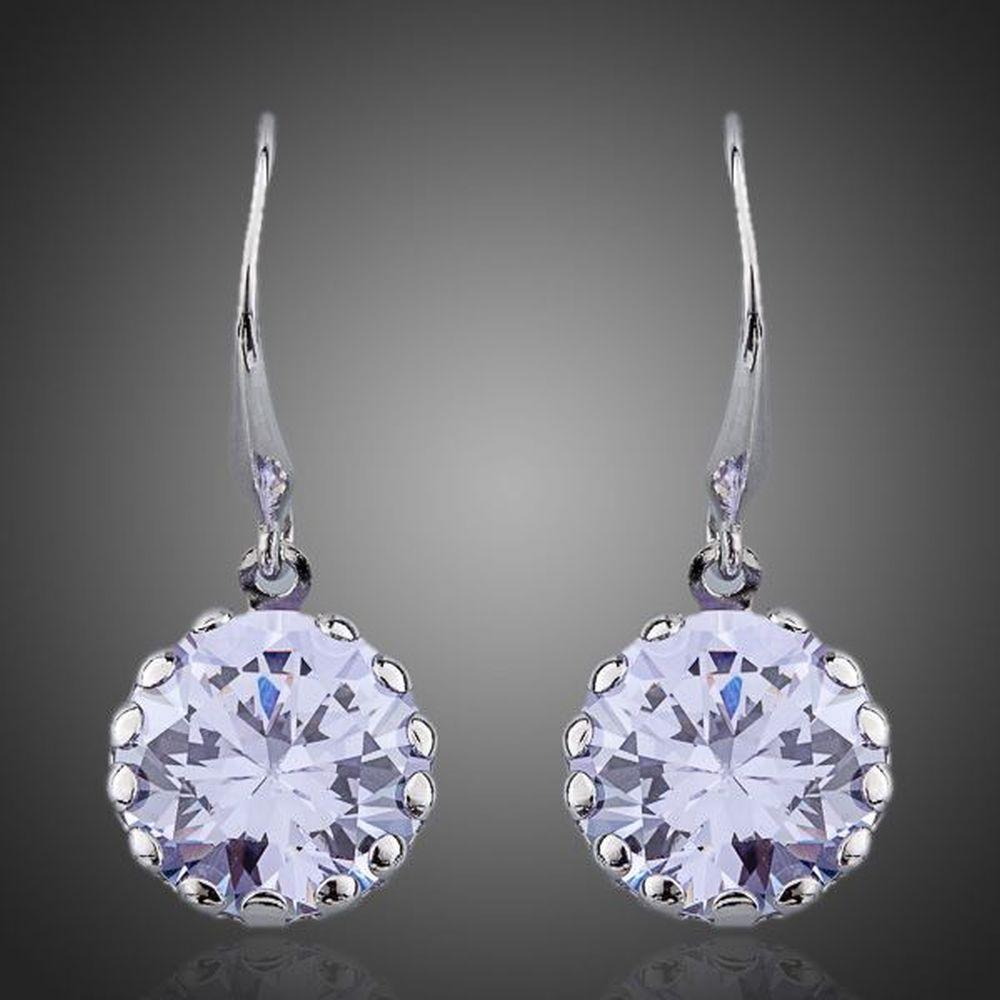 Round Cubic Zirconia Drop Earrings - KHAISTA Fashion Jewellery