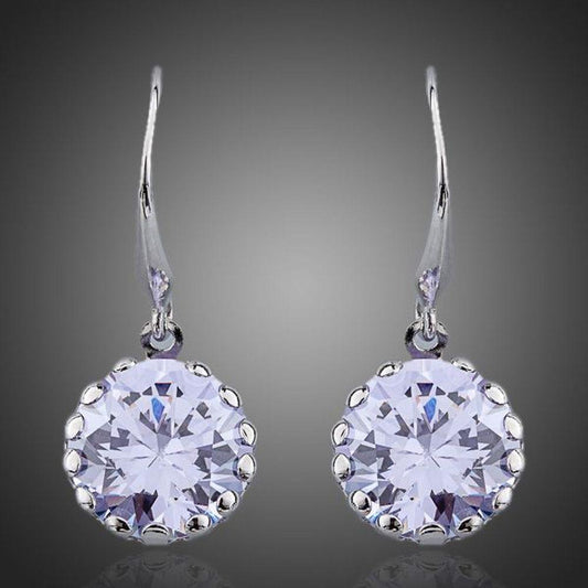 Round Cubic Zirconia Drop Earrings - KHAISTA Fashion Jewellery