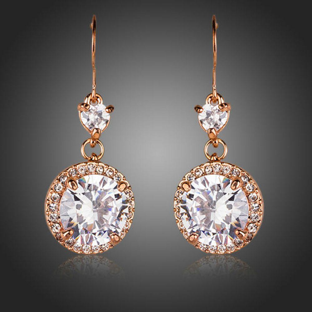 Round Cubic Zirconia Fashion Drop Earrings - KHAISTA Fashion Jewellery