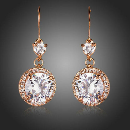 Round Cubic Zirconia Fashion Drop Earrings - KHAISTA Fashion Jewellery