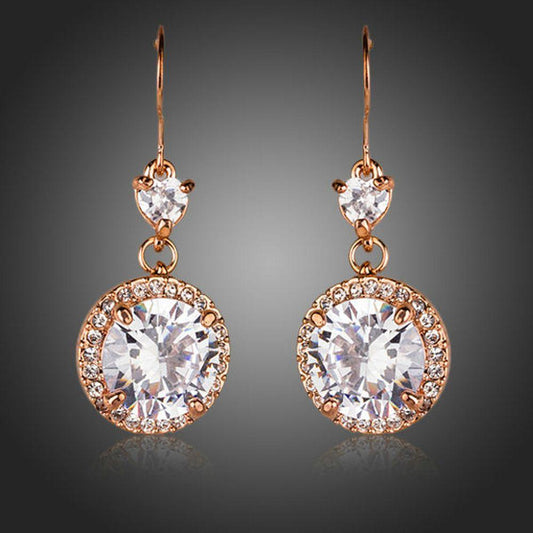 Round Cubic Zirconia Fashion Drop Earrings - KHAISTA Fashion Jewellery