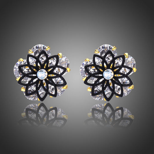 Round Cut Stud Earrings -KPE0310 - KHAISTA Fashion Jewellery