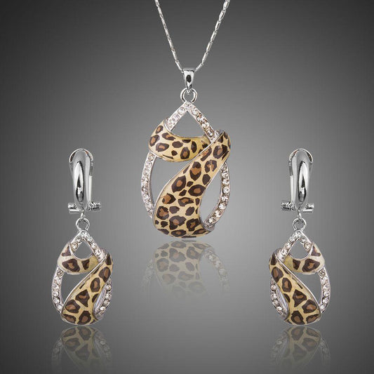 Round CZ Cystal Leopard Pattern Jewelry Set - KHAISTA Fashion Jewellery