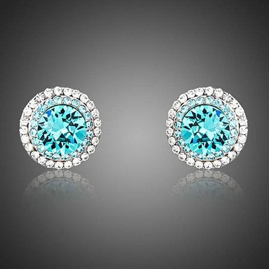 Round Deep Sea Stud Earrings - KHAISTA Fashion Jewellery