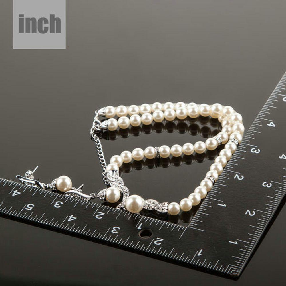 Round Pearl Strand Earrings and Necklace Jewelry Set - KHAISTA Fashion Jewellery