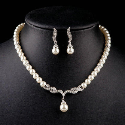Round Pearl Strand Earrings and Necklace Jewelry Set - KHAISTA Fashion Jewellery