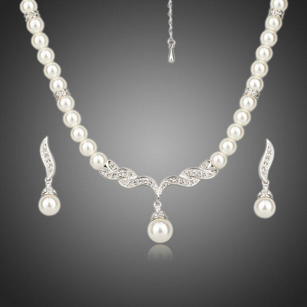 Round Pearl Strand Earrings and Necklace Jewelry Set - KHAISTA Fashion Jewellery