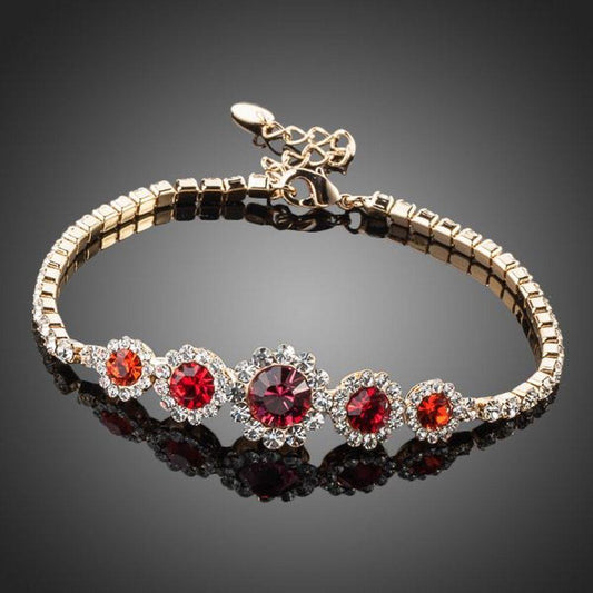 Round Red Classic Crystal Bracelet - KHAISTA Fashion Jewellery