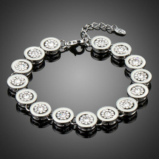 Round Rhinestone Chain Link Bracelet - KHAISTA Fashion Jewellery