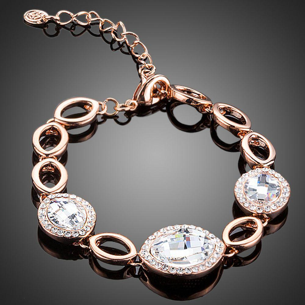 Round Rhinestone Link Chain Crystal Bracelet - KHAISTA Fashion Jewellery