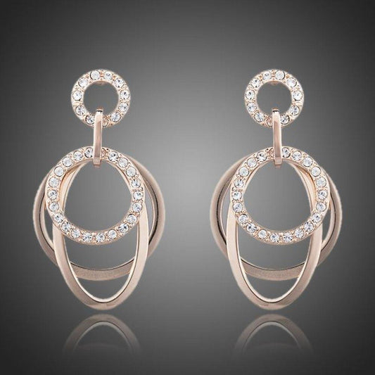 Round Rhinestones Drop Earrings - KHAISTA Fashion Jewellery