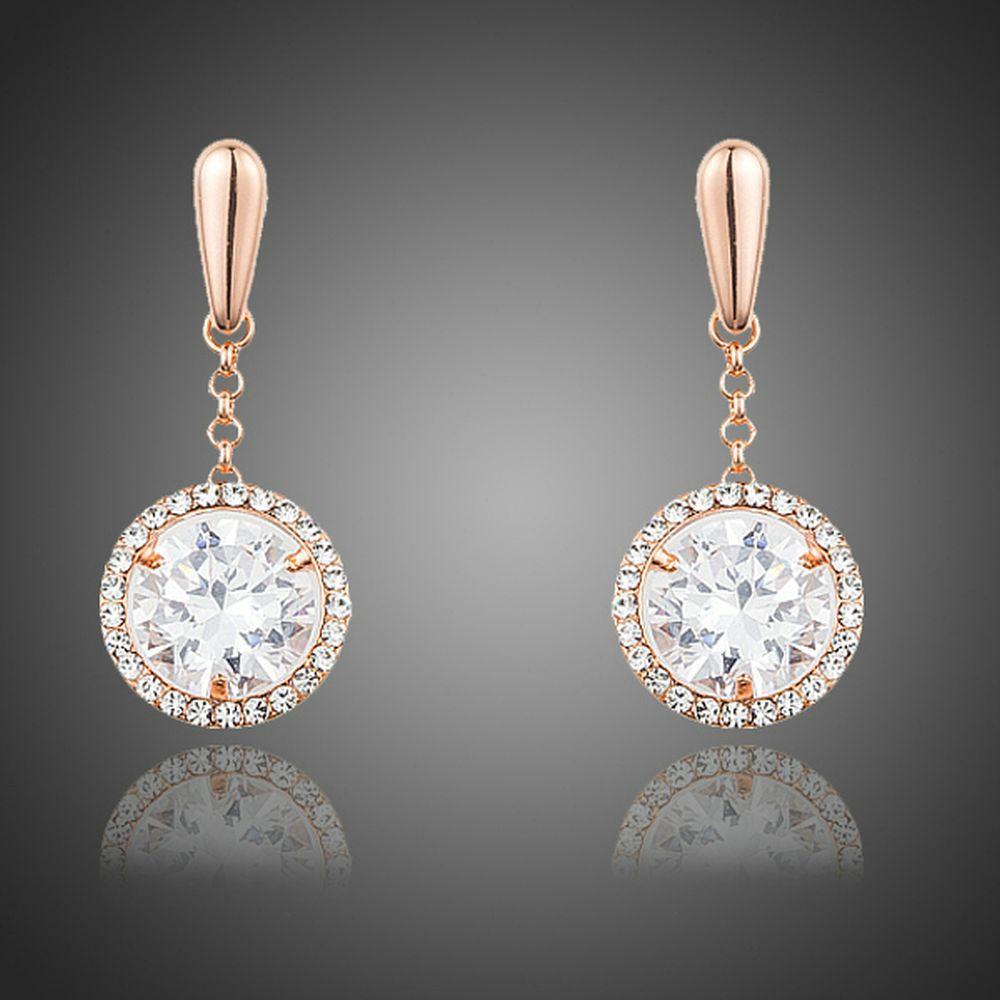 Round Shaped Cubic Zirconia Drop Earrings - KHAISTA Fashion Jewellery