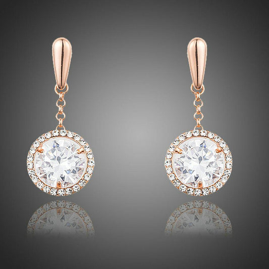 Round Shaped Cubic Zirconia Drop Earrings - KHAISTA Fashion Jewellery