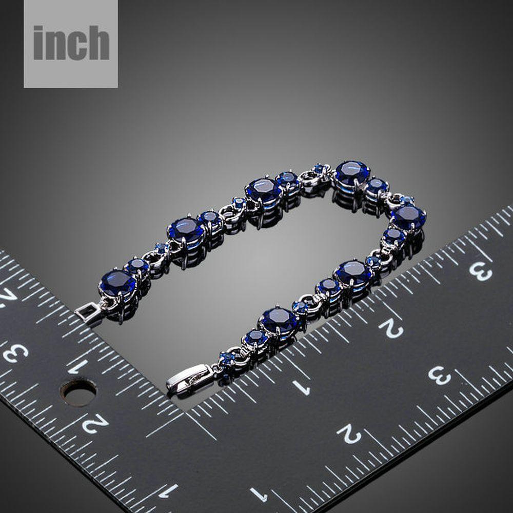 Royal Blue Toggle Clasp Cubic Zirconia Bracelet - KHAISTA Fashion Jewellery