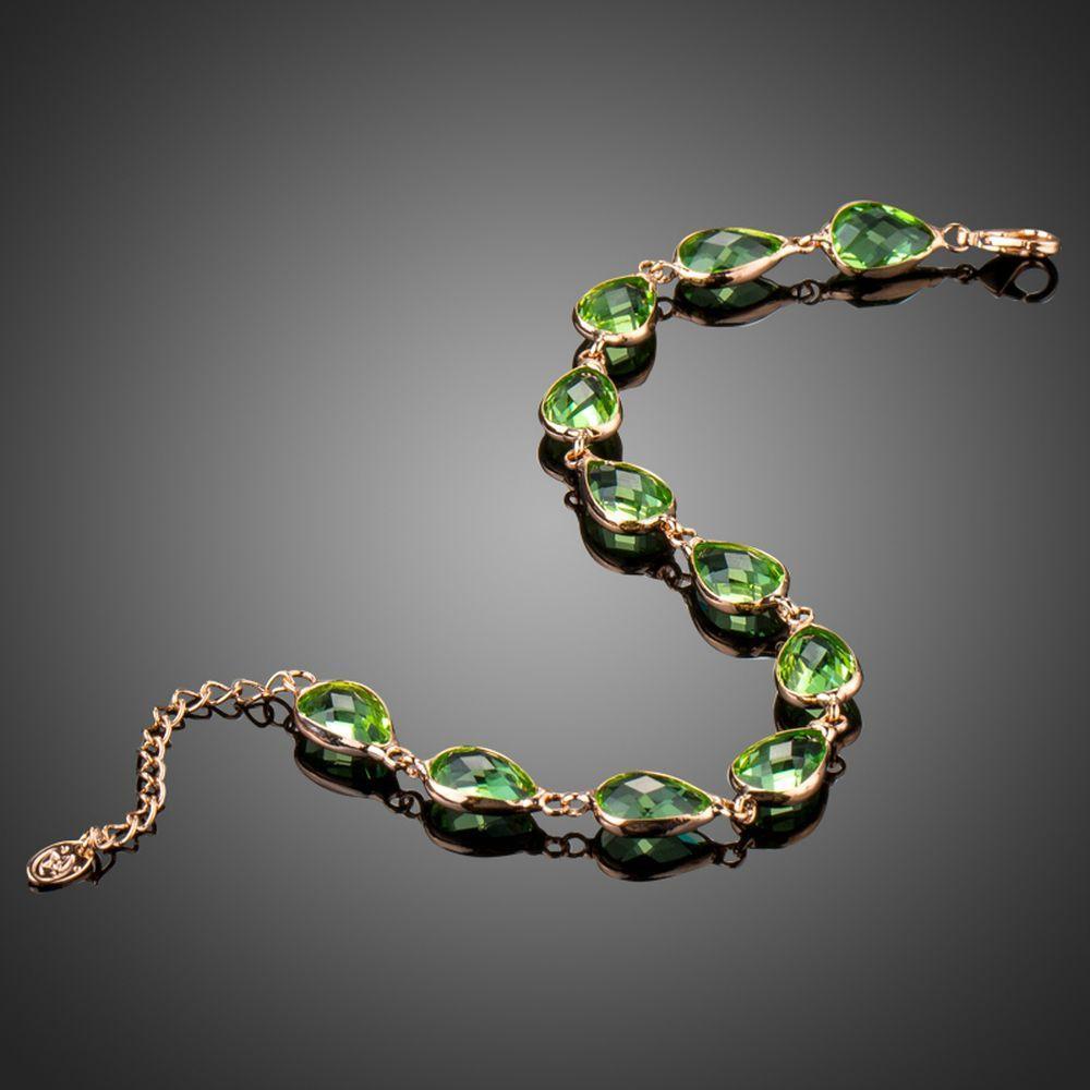 Royal Green Pear Design Chain Bracelet - KHAISTA Fashion Jewellery