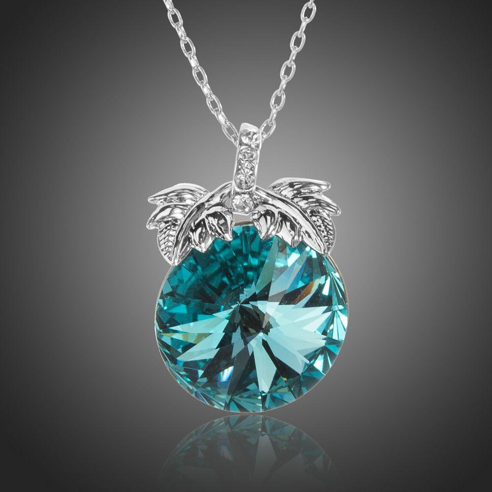 Sea Blue Austrian Crystal Necklace KPN0233 - KHAISTA Fashion Jewellery