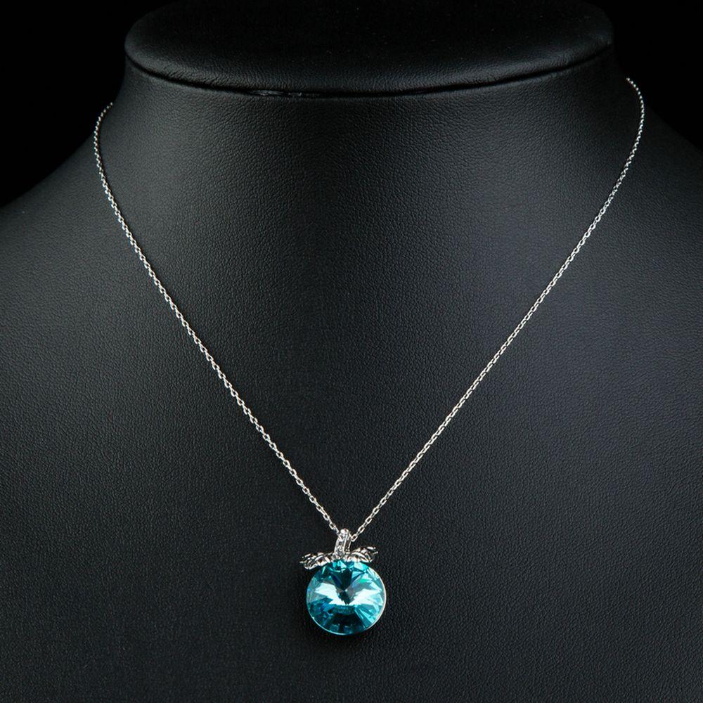 Sea Blue Austrian Crystal Necklace KPN0233 - KHAISTA Fashion Jewellery