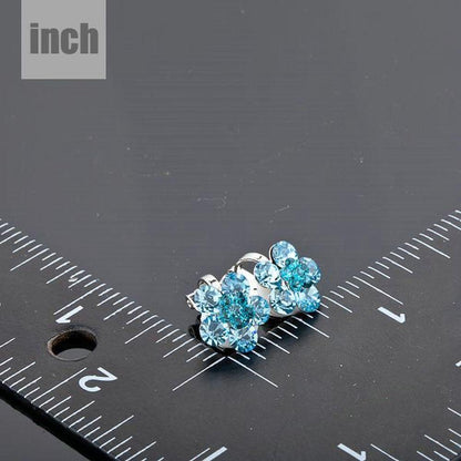 Sea Blue Crystal Flower Stud Earrings - KHAISTA Fashion Jewellery