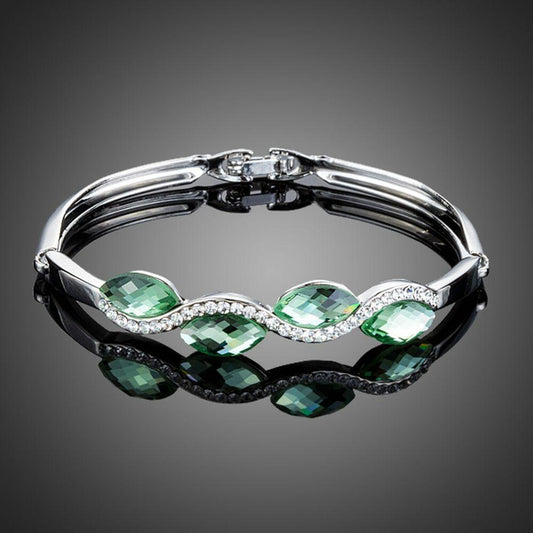 Sea Wave Crystal Bangle Bracelet - KHAISTA Fashion Jewellery