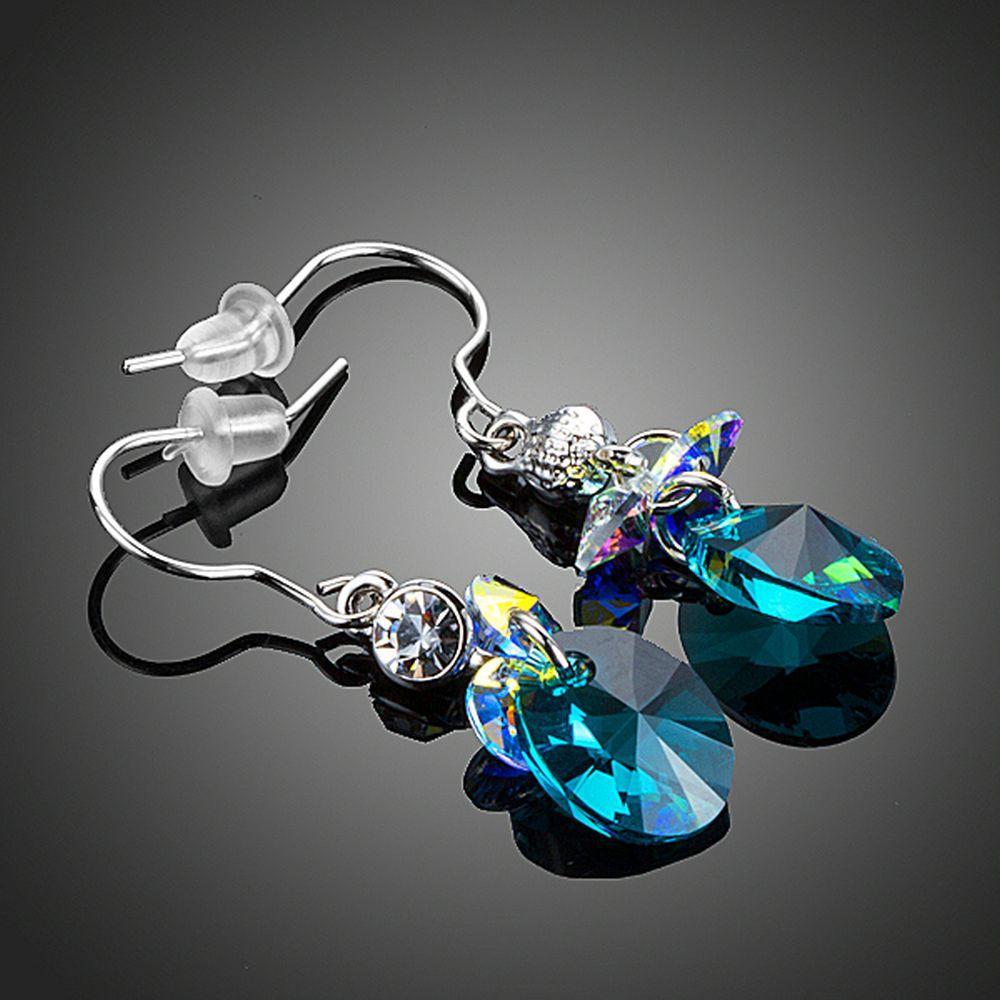 SeaBlue Rhinestone Crystal Drop Earrings - KHAISTA Fashion Jewellery