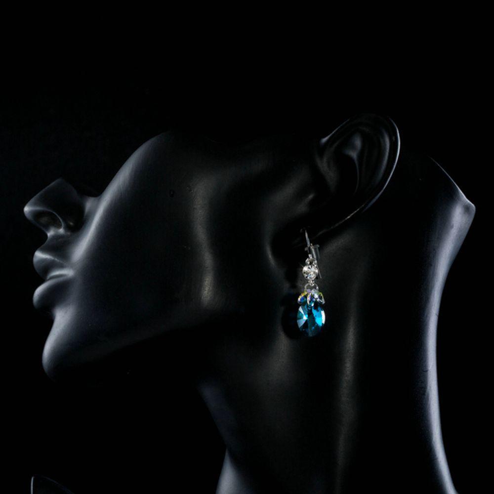 SeaBlue Rhinestone Crystal Drop Earrings - KHAISTA Fashion Jewellery