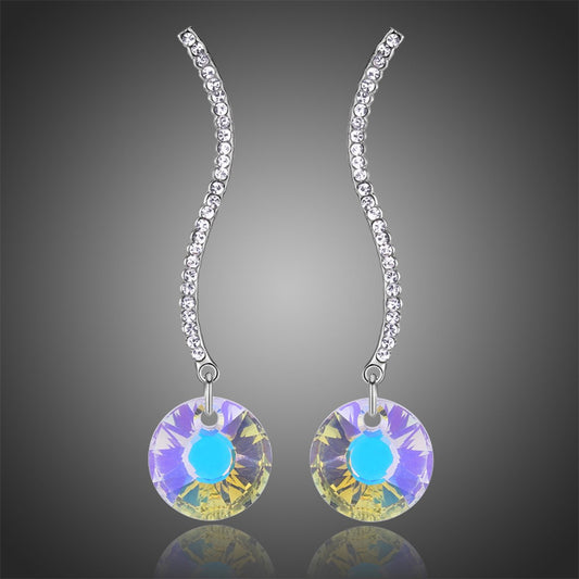 Shiny Arc Long Dangle Drop Earrings -KPE0331 - KHAISTA Fashion Jewellery