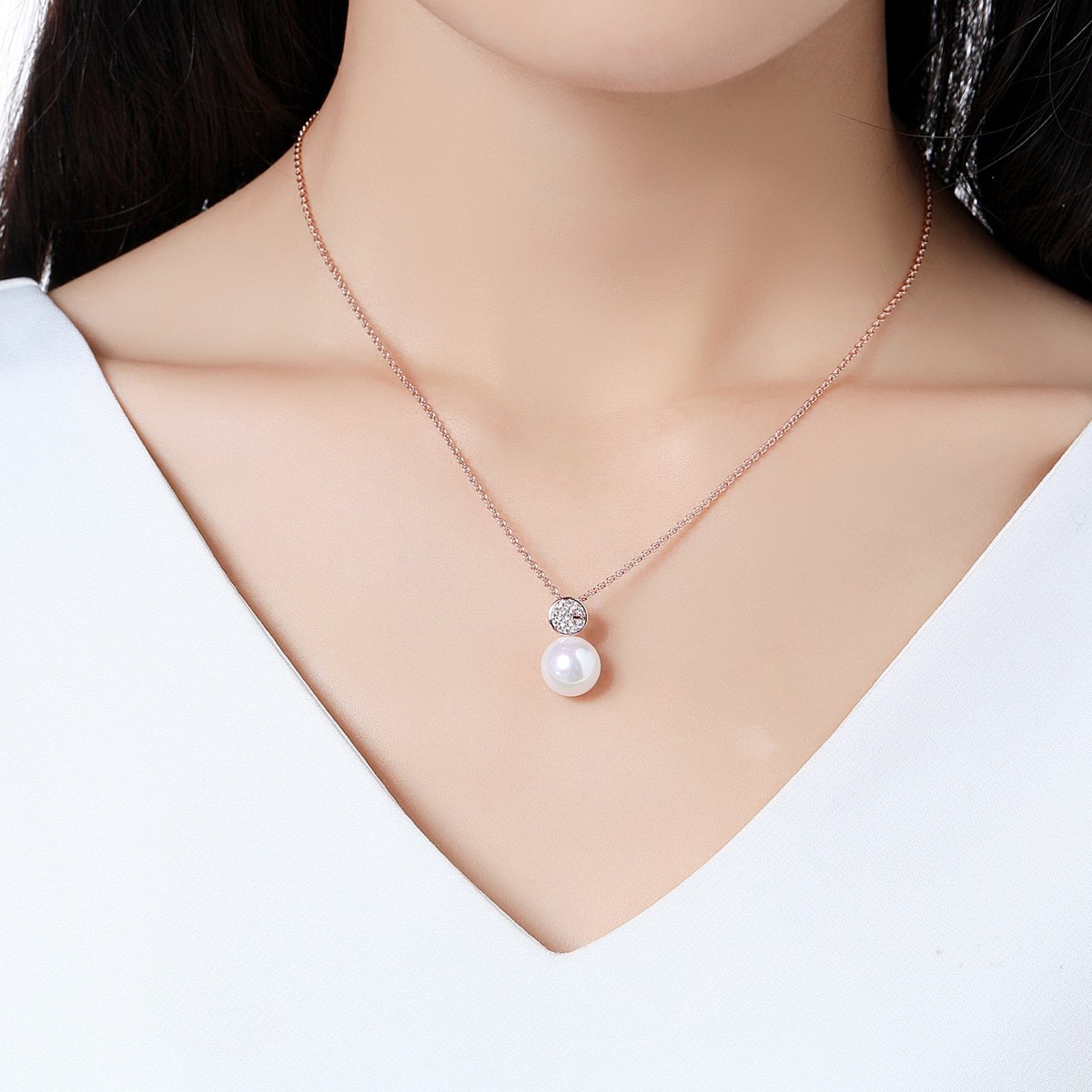 Simulated Pearl Dazzling Pendant Necklace KPN0246 - KHAISTA Fashion Jewellery