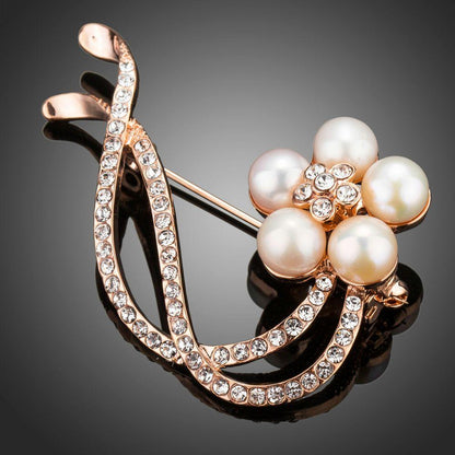 Simulated Pearl Flower Brooch - KHAISTA Fashion Jewellery