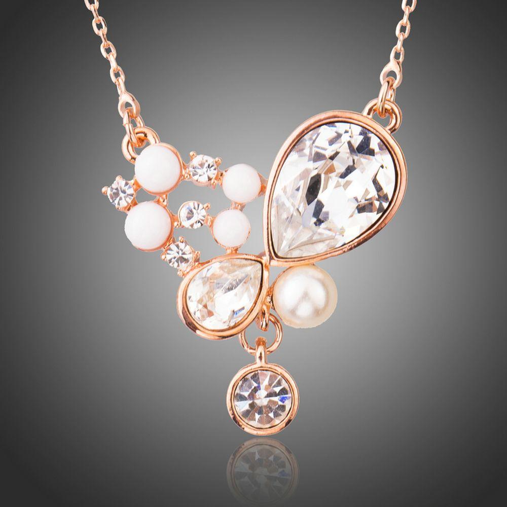 Simulated Pearl Resin Pendant Necklace KPN0222 - KHAISTA Fashion Jewellery