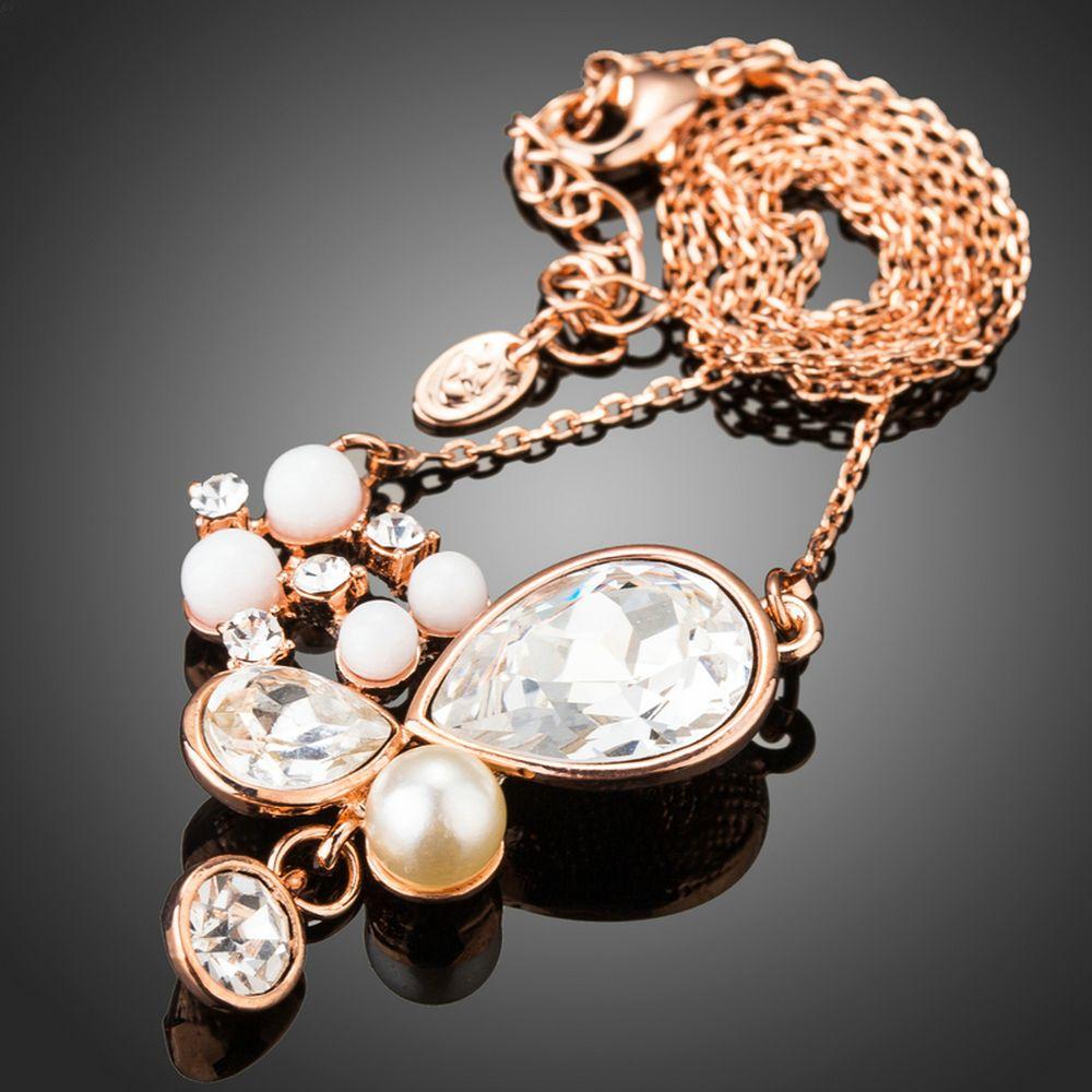 Simulated Pearl Resin Pendant Necklace KPN0222 - KHAISTA Fashion Jewellery