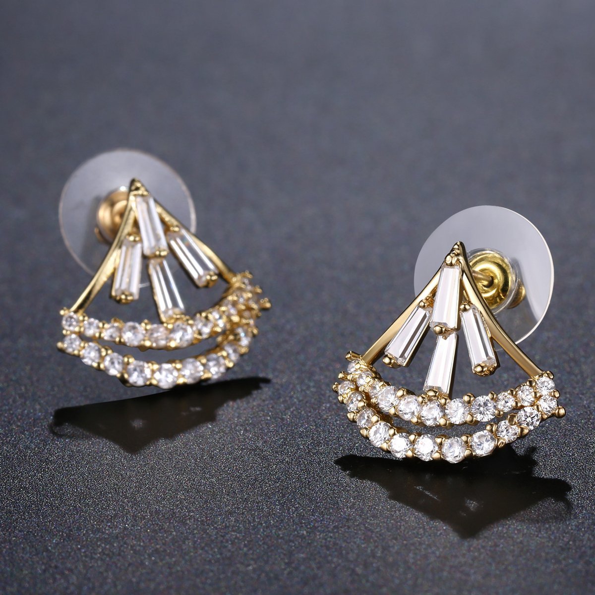 Sparkling Cubic Zircon Stud Earrings -KPE0318 - KHAISTA Fashion Jewellery