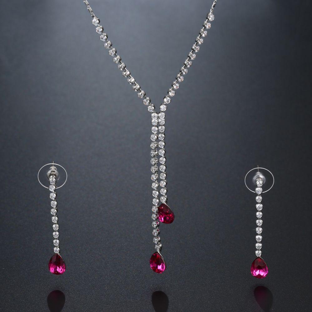 Sparkling Red Austrian Crystals Jewelry Set - KHAISTA Fashion Jewellery