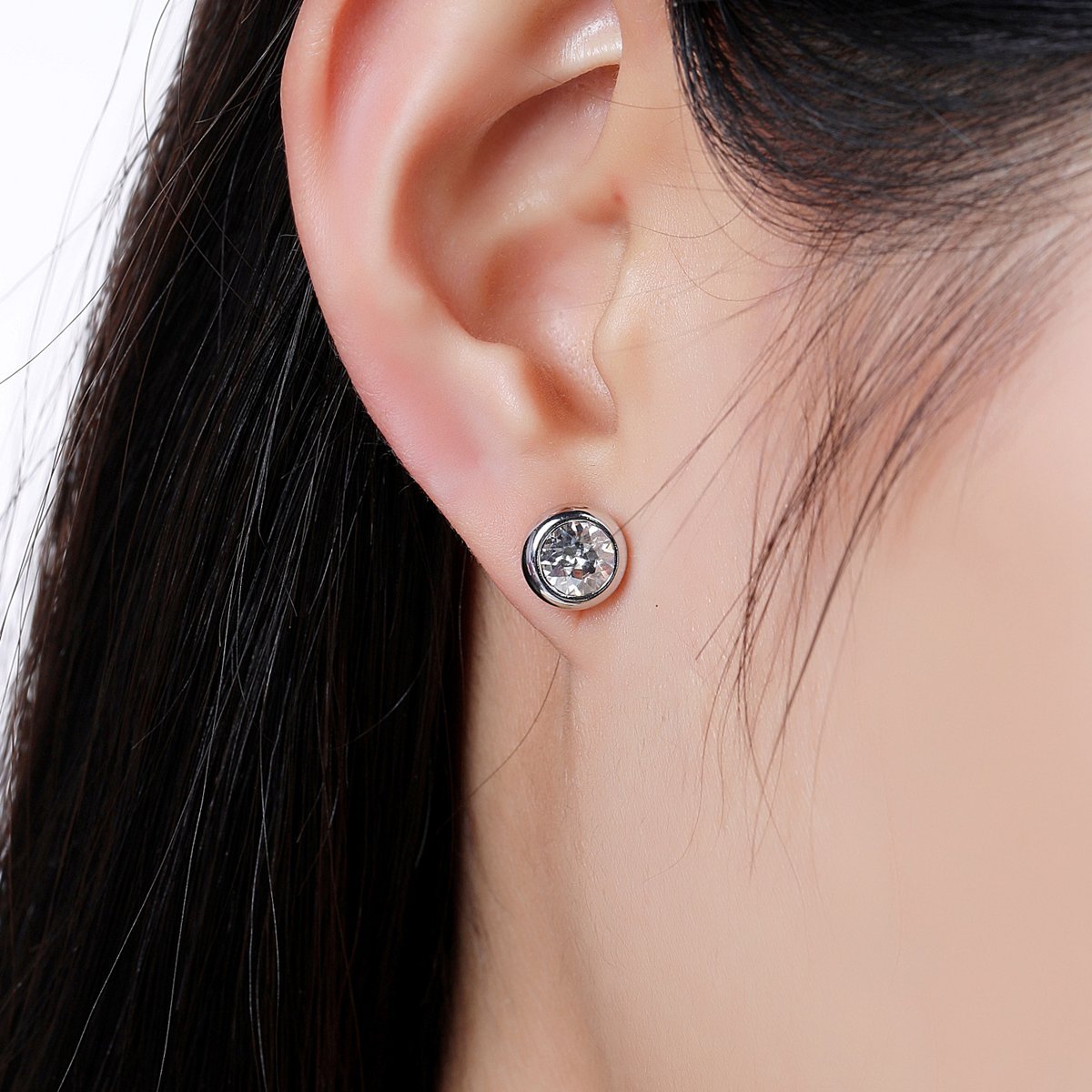 Sparkling Round Crystals Stud Earrings -KPE0319 - KHAISTA Fashion Jewellery