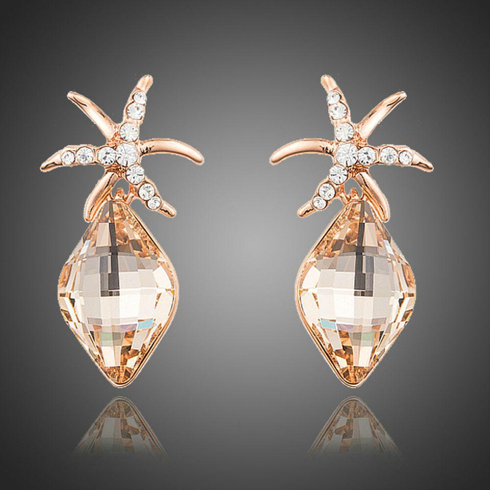 Starfish Shaped Rhinestone Drop Earrings - KHAISTA Fashion Jewellery