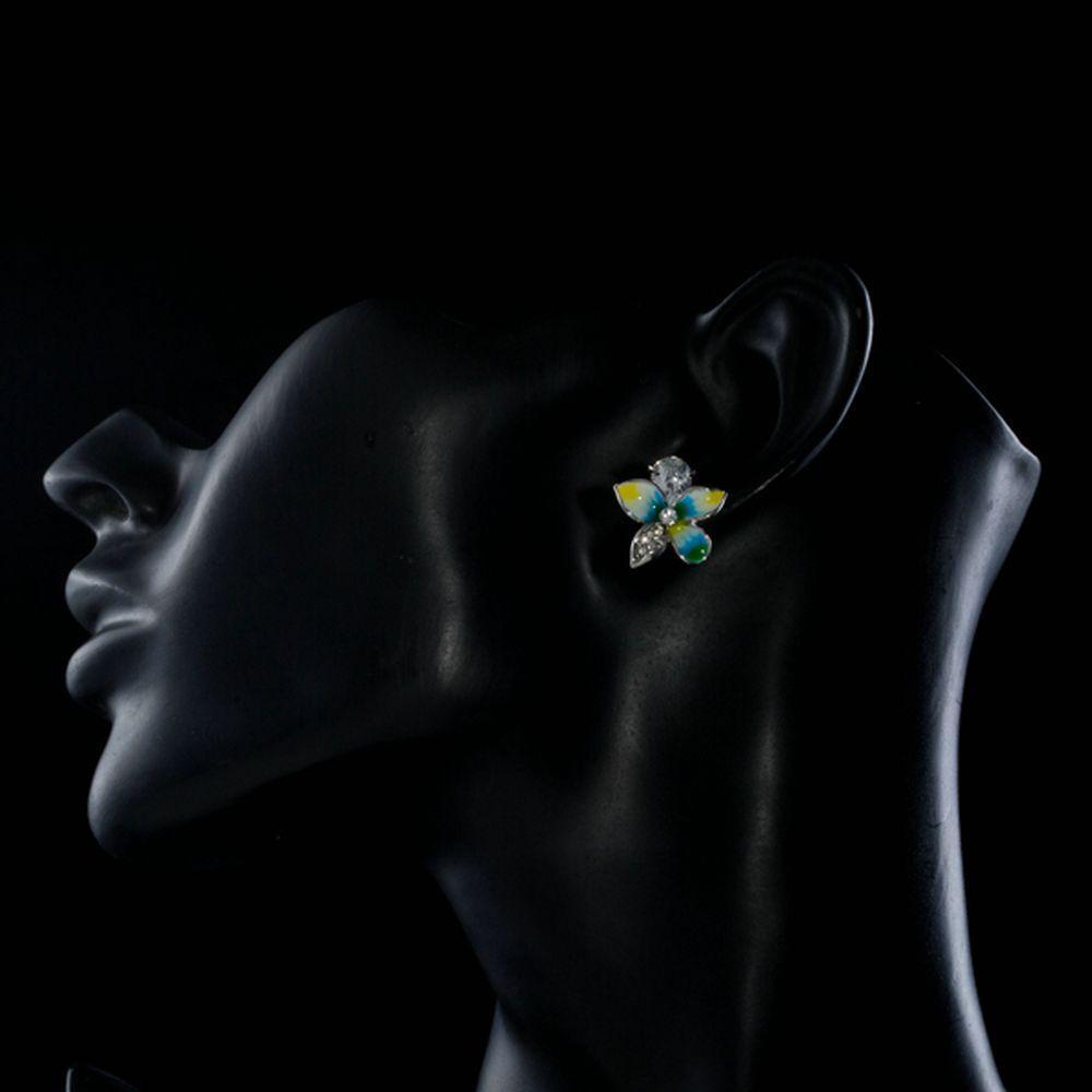 Summer Flower Cubic Zirconia Stud Earrings - KHAISTA Fashion Jewellery