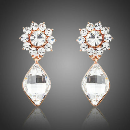 Sunflower Crystal Drop Earrings - KHAISTA Fashion Jewellery