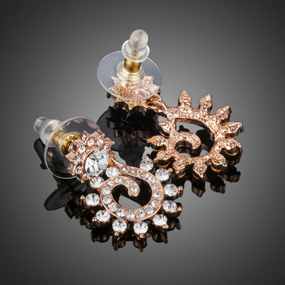 Sunflower Design Crystal Drop Earrings - KHAISTA Fashion Jewellery