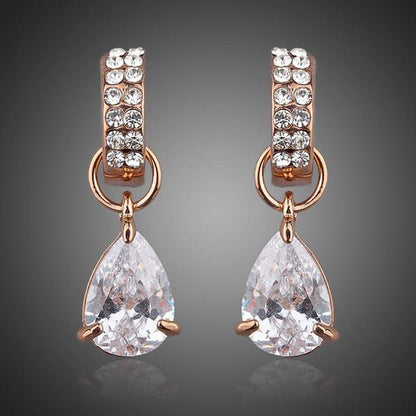 Transparent Cubic Zirconia Raindrop Earrings - KHAISTA Fashion Jewellery