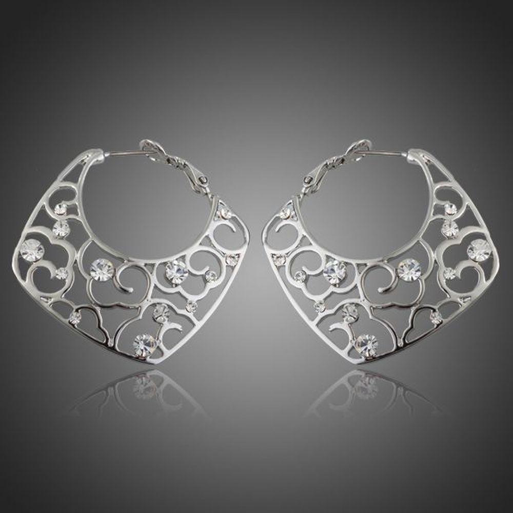 Transparent Stellux Austrian Hoop Earrings -KPE0053 - KHAISTA Fashion Jewellery