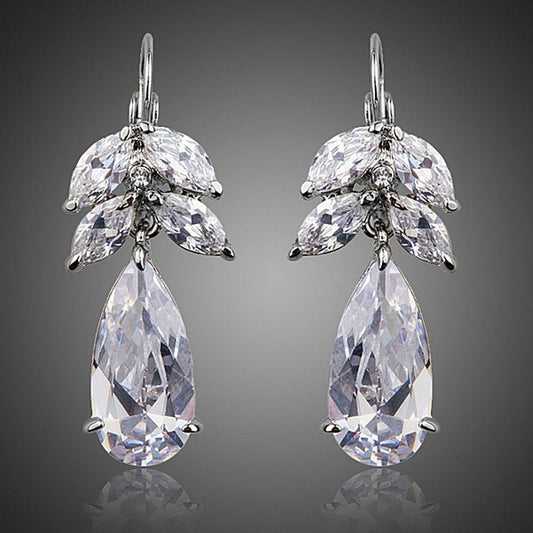 Tree Design Cubic Zirconia Drop Earrings - KHAISTA Fashion Jewellery