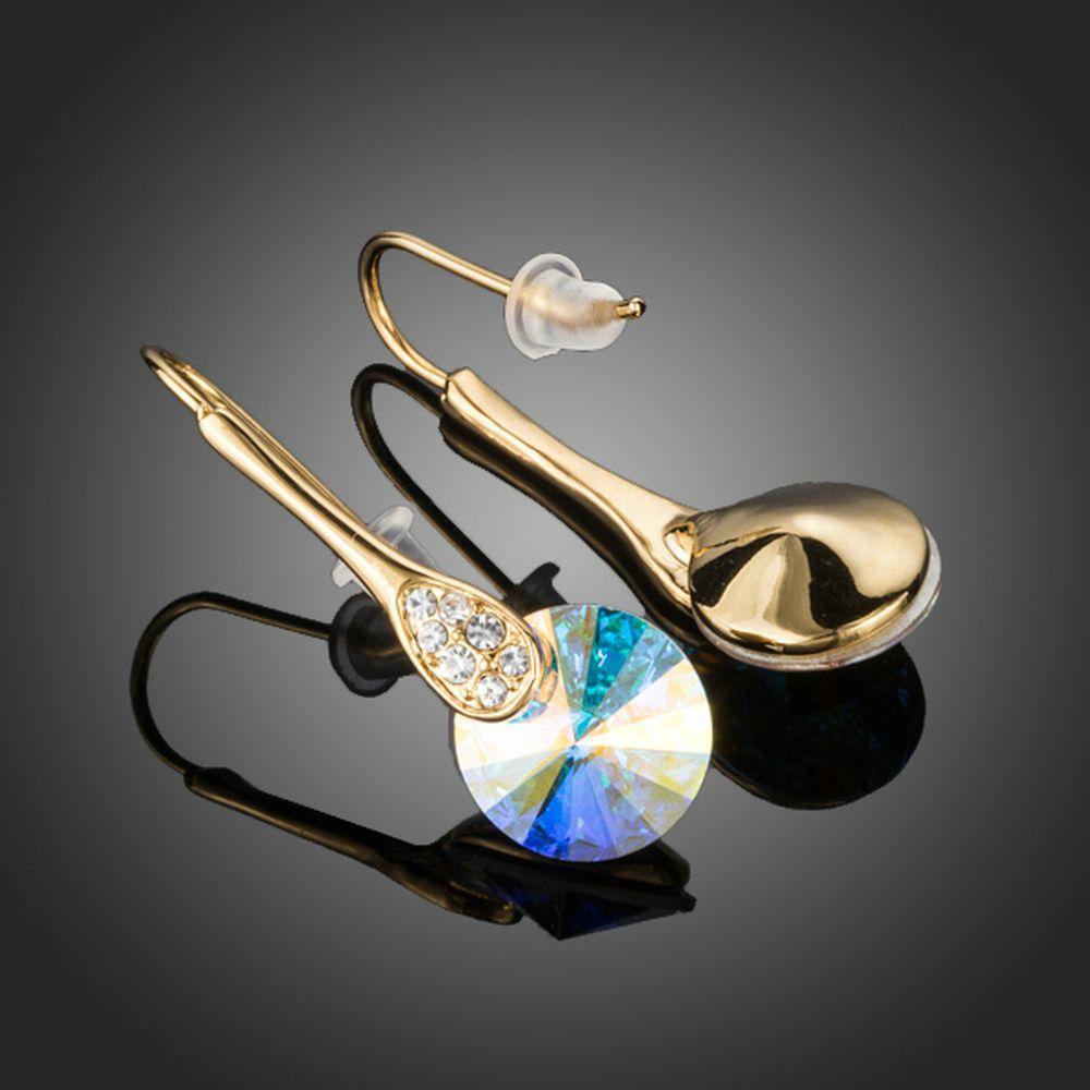 Trendy Gold Plated Round Crystal Drop Earrings - KHAISTA Fashion Jewellery