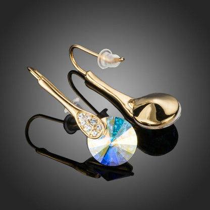 Trendy Gold Plated Round Crystal Drop Earrings - KHAISTA Fashion Jewellery