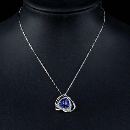 Triangular Royal Blue Crystal Necklace - KHAISTA Fashion Jewellery